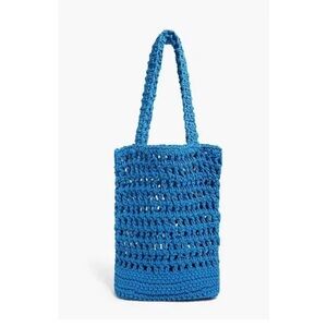 J.Crew Cadiz Hand-Knotted Rope Tote Bag Brilliant Ocean Blue BEACH GROCERY